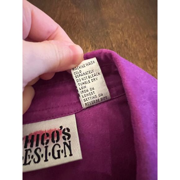 VINTAGE Chico’s Design Women’s Purple Casual Button Down Blouse Size 0 (S) - Picture 5 of 8